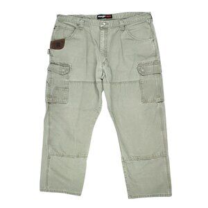 Wrangler Riggs Men Pants Workwear Cargo Carpenter Ripstop Beige 42x30 (42x28)